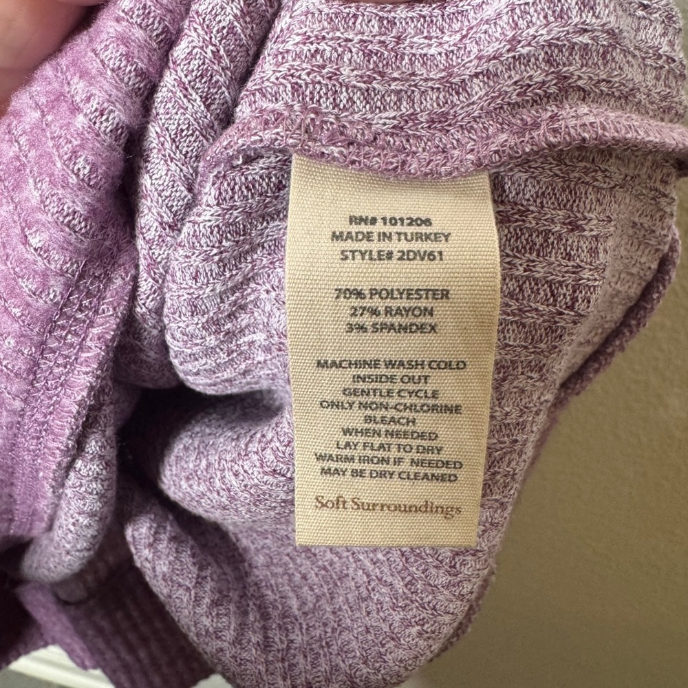 Soft Surroundings Purple‎ Ribbed Cowl Neck Tunic Sweater Hooded XS - Picture 5 of 8